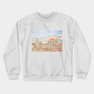 Snowy day of Italy Florence Cathedral Duomo watercolor painting Crewneck Sweatshirt